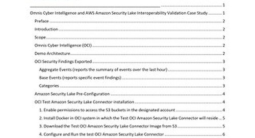 Omnis Cyber Intelligence and AWS Amazon Security Lake Interoperability Validation Case Study