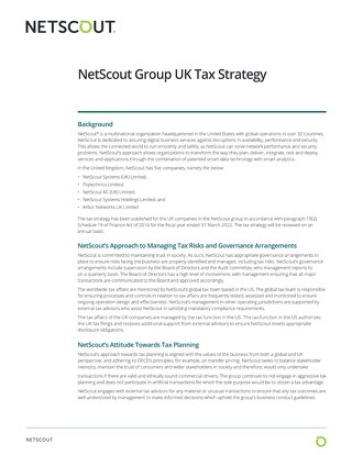NetScout Group UK Tax Strategy