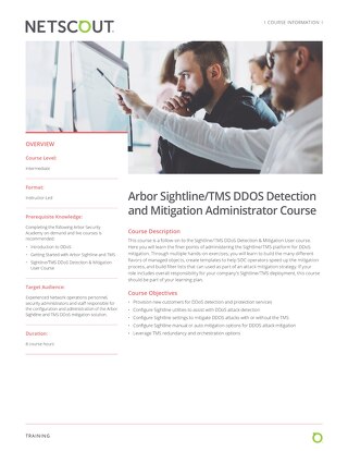 Arbor Sightline/TMS DDOS Detection and Mitigation Administrator Course