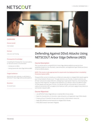 Defending Against DDoS Attacks Using NETSCOUT Arbor Edge Defense (AED)