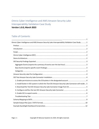 Omnis Cyber Intelligence and AWS Amazon Security Lake Interoperability Validation Case Study