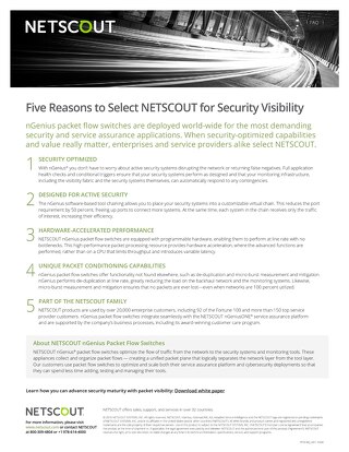 Five Reasons to Select NETSCOUT for Security Visibility