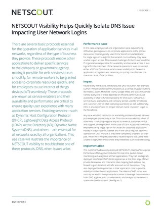 NETSCOUT Visibility Helps Quickly Isolate DNS Issue Impacting User Network Logins