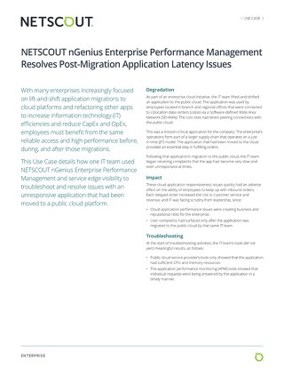 NETSCOUT nGenius Enterprise Performance Management Resolves Post‑Migration Application Latency Issues