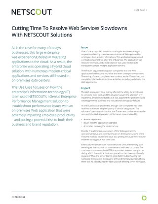Cutting Time To Resolve Web Services Slowdowns With NETSCOUT Solutions