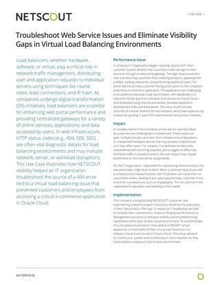 Troubleshoot Web Service Issues and Eliminate Visibility Gaps in Virtual Load Balancing Environments
