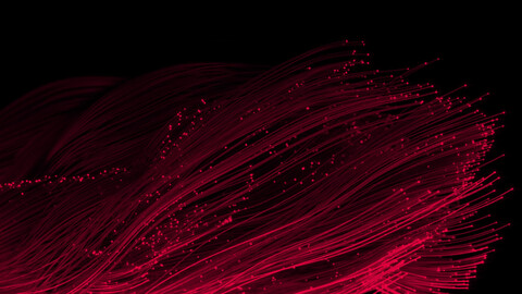 Black background with red lights spraying from left corner to upper right corner.