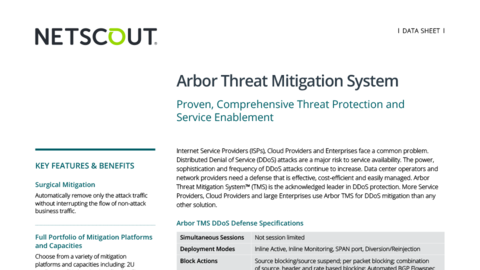 Arbor Threat Mitigation System data sheet thumbnail