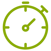Green outline of stopwatch at 7 seconds