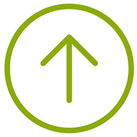 Green outline of an up arrow