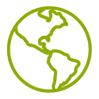 Green outline of globe shape