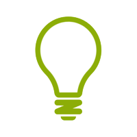 Green outline of light bulb